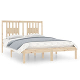 NNEVL Bed Frame Solid Wood 135x190 cm 4FT6 Double