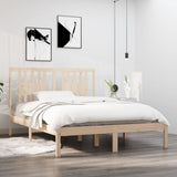 NNEVL Bed Frame Solid Wood 135x190 cm 4FT6 Double