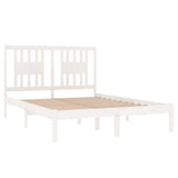 NNEVL Bed Frame White Solid Wood 135x190 cm 4FT6 Double