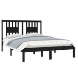 NNEVL Bed Frame Black Solid Wood 135x190 cm 4FT6 Double