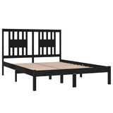 NNEVL Bed Frame Black Solid Wood 135x190 cm 4FT6 Double