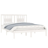 NNEVL Bed Frame White Solid Wood 150x200 cm 5FT King Size