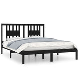 NNEVL Bed Frame Black Solid Wood 150x200 cm 5FT King Size