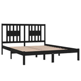 NNEVL Bed Frame Black Solid Wood 150x200 cm 5FT King Size