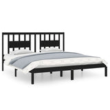 NNEVL Bed Frame Black Solid Wood 180x200 cm 6FT Super King