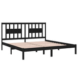 NNEVL Bed Frame Black Solid Wood 180x200 cm 6FT Super King