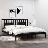 NNEVL Bed Frame Black Solid Wood 180x200 cm 6FT Super King