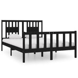 NNEVL Bed Frame Black Solid Wood 137x187 Double Size