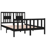 NNEVL Bed Frame Black Solid Wood 137x187 Double Size
