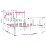 NNEVL Bed Frame Black Solid Wood 137x187 Double Size