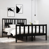 NNEVL Bed Frame Black Solid Wood 137x187 Double Size