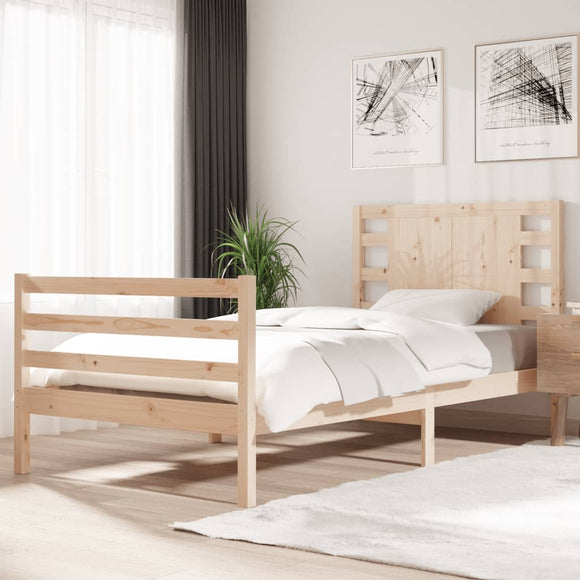 NNEVL Bed Frame Solid Wood Pine 92x187 cm Single Bed Size