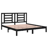 NNEVL Bed Frame Black Solid Wood 180x200 cm 6FT Super King Size