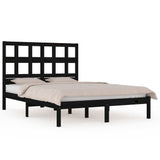 NNEVL Bed Frame Black Solid Wood Pine 137x187 cm Double Size