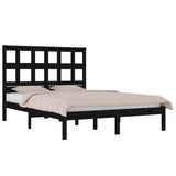 NNEVL Bed Frame Black Solid Wood Pine 137x187 cm Double Size