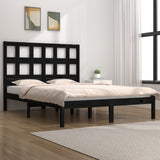 NNEVL Bed Frame Black Solid Wood Pine 137x187 cm Double Size