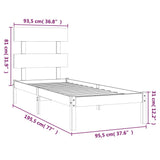 NNEVL Bed Frame Solid Wood 90x190 cm 3FT6 Single