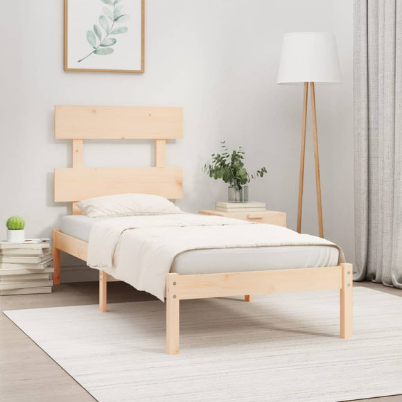 NNEVL Bed Frame Solid Wood 90x190 cm 3FT6 Single