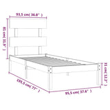 NNEVL Bed Frame Black Solid Wood 90x190 cm 3FT6 Single