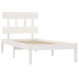 NNEVL Bed Frame White Solid Wood 92x187 cm Single Bed Size