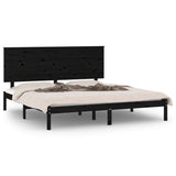 NNEVL Bed Frame Black Solid Wood 153x203 cm 5FT King Size
