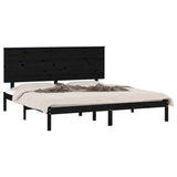 NNEVL Bed Frame Black Solid Wood 153x203 cm 5FT King Size