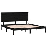 NNEVL Bed Frame Black Solid Wood 153x203 cm 5FT King Size