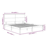 NNEVL Bed Frame Black Solid Wood 153x203 cm 5FT King Size