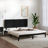 NNEVL Bed Frame Black Solid Wood 153x203 cm 5FT King Size