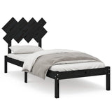 NNEVL Bed Frame Black 92x187 cm Single Bed Size Solid Wood
