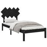 NNEVL Bed Frame Black 92x187 cm Single Bed Size Solid Wood