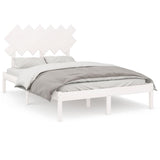 NNEVL Bed Frame White 137x187 cm Double Size Solid Wood