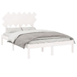 NNEVL Bed Frame White 137x187 cm Double Size Solid Wood