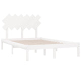 NNEVL Bed Frame White 137x187 cm Double Size Solid Wood