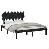 NNEVL Bed Frame Black 153x203 cm Queen Size Solid Wood