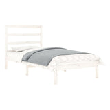 NNEVL Bed Frame White Solid Wood 90x190 cm Single Bed Size