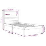 NNEVL Bed Frame White Solid Wood 90x190 cm Single Bed Size