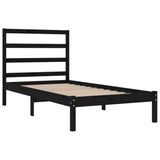 NNEVL Bed Frame Black Solid Wood 90x190 cm Single Bed Size