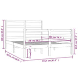 NNEVL Bed Frame White Solid Wood Pine 153x203 cm Queen Size