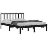 NNEVL Bed Frame Black Solid Wood Pine 137x187 Double Size