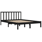 NNEVL Bed Frame Black Solid Wood Pine 137x187 Double Size