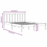 NNEVL Bed Frame Black Solid Wood Pine 137x187 Double Size