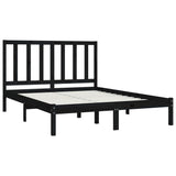 NNEVL Bed Frame Black Solid Wood Pine 153x203 cm Queen Size