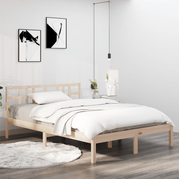NNEVL Bed Frame Solid Wood 153x203 cm Queen Size