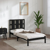 NNEVL Bed Frame Black Solid Wood 92x187 cm Single Bed Size