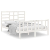 NNEVL Bed Frame White Solid Wood 137x187 Double Size