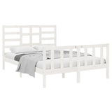 NNEVL Bed Frame White Solid Wood 137x187 Double Size