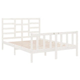 NNEVL Bed Frame White Solid Wood 137x187 Double Size