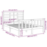 NNEVL Bed Frame White Solid Wood 137x187 Double Size