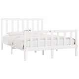 NNEVL Bed Frame White Solid Wood 153x203 cm Queen Size